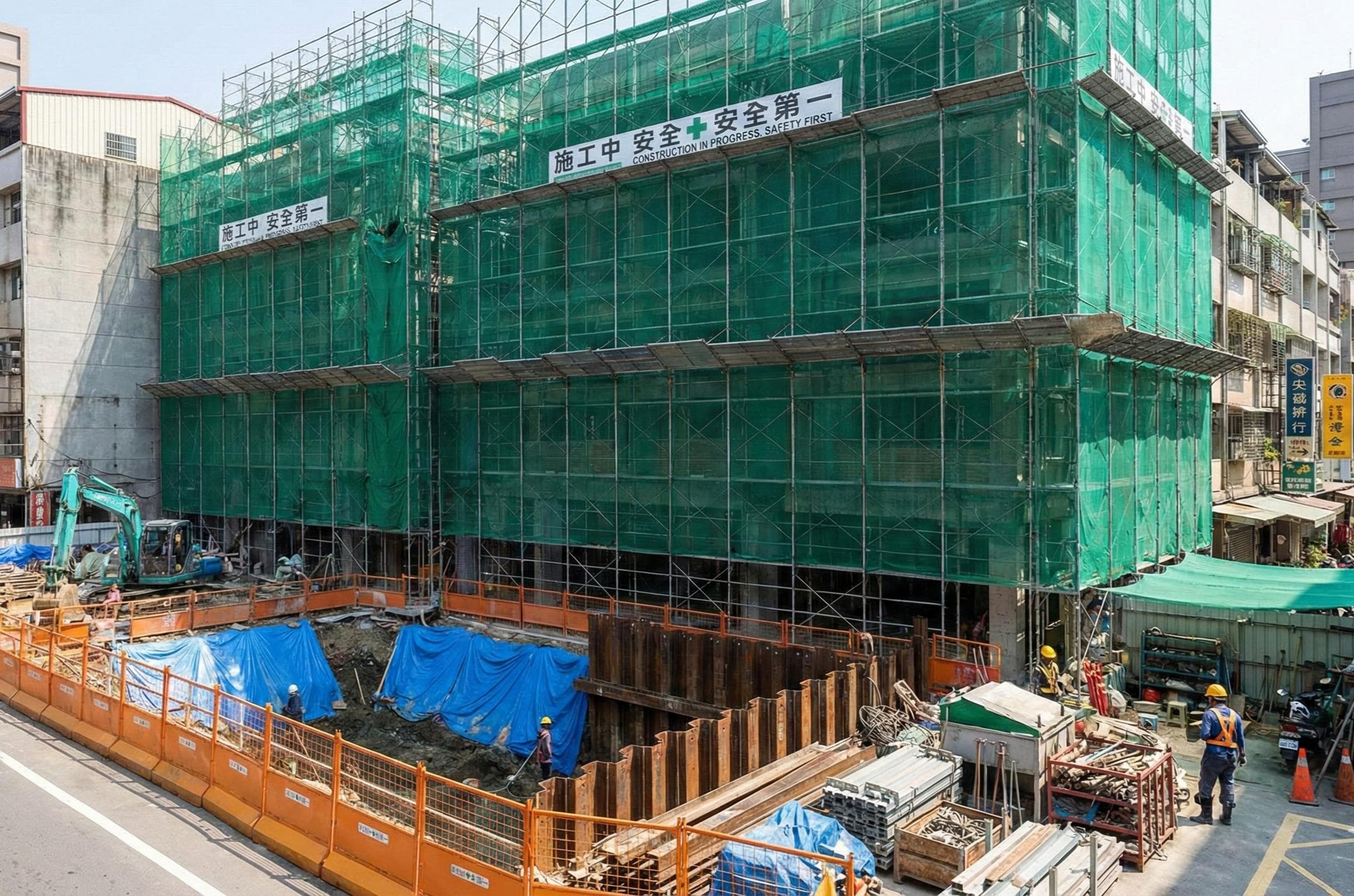 大樓保護工程施工示意圖