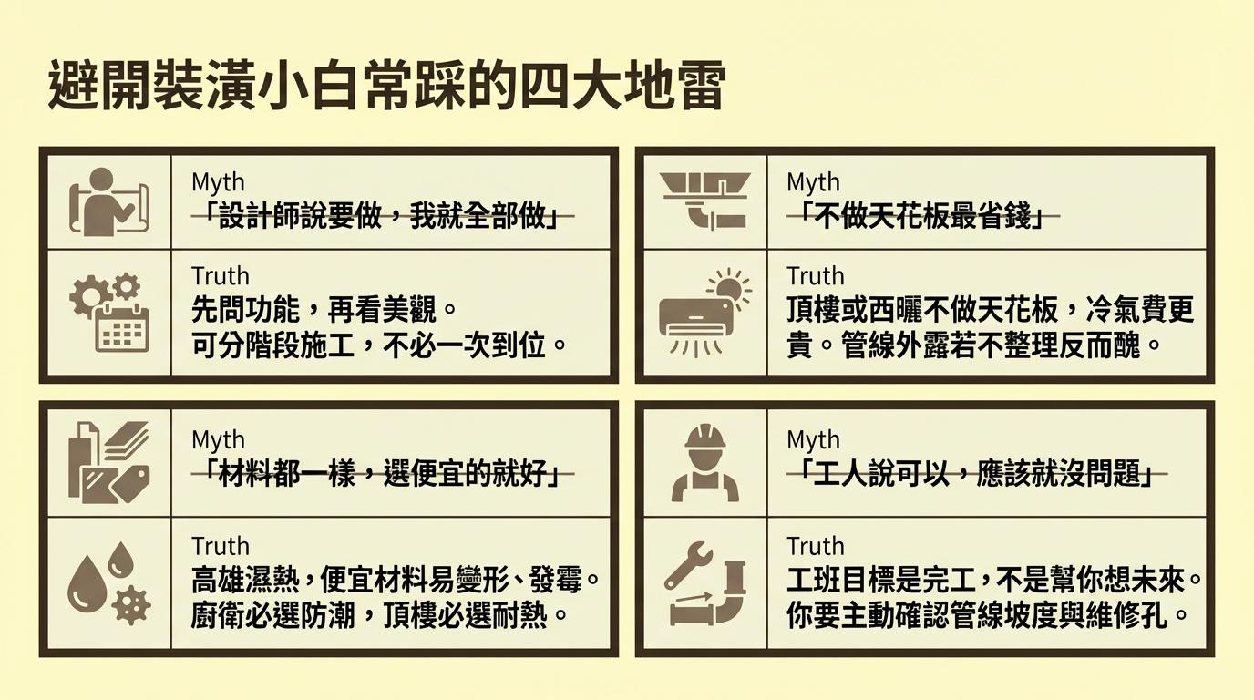 裝潢小白最容易踩的四大天花板地雷